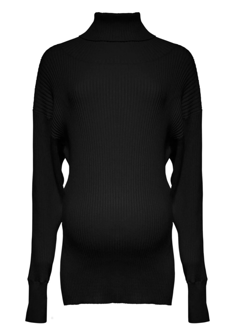 Bumpsuit: Maternity Ribbed Oversized Turtleneck Sweater - Black